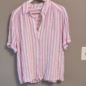 NWT Jane and Delancey Pink and White Striped Button Down Shirt